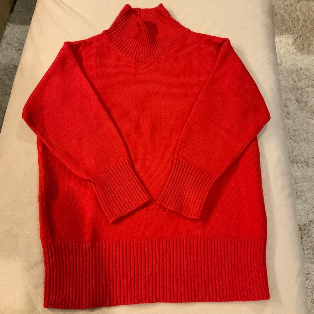 Ann Taylor Red S Turtleneck Sweater Festive Alpine Holiday Scandi Girl Date